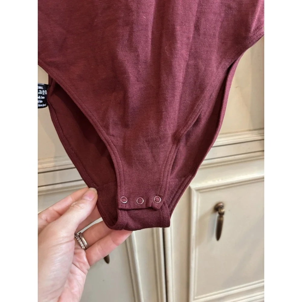 Wolford Shapewear Bodysuit‎ Berlin Maroon Red Long Sleeve XS NWT $220 Stretch